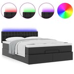 vidaXL Lit ottoman avec matelas & LED Noir 140x200cm similicuir