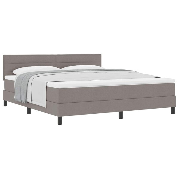 vidaXL Lit à ressorts avec tête de lit Taupe 180 x 200 cm tissu