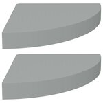 vidaXL Étagères d'angle flottantes 2 Pièces gris 25x25x3 8 cm MDF