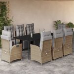 vidaXL Ensemble à manger de jardin et coussins 9 Pièces mélange beige
