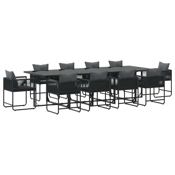 vidaXL Ensemble de salle à manger pour jardin 11 Pièces Noir Acier