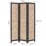 Paravent 3 pans pliable en bois de saule noir
