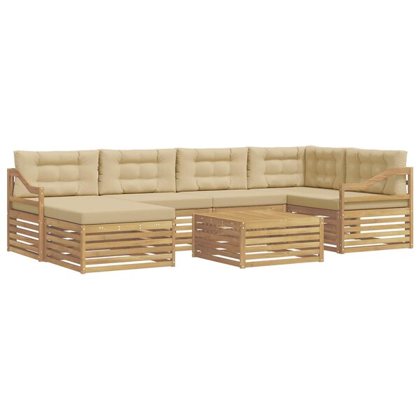 vidaXL Ensemble de canapés d'extérieur 7 pc Blanc et Beige