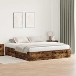 vidaXL Lit de rangement en chêne fumé 200x200 cm