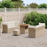 vidaXL Ensemble de canapé de jardin 9 Pièces Beige et crème polyrotin