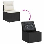 vidaXL Ensemble de canapé de jardin avec coussin 7 Pièces Noir  Crème