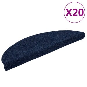vidaXL Tapis d'escalier autocollants 20 pièces 56 x 17 x 3 cm Bleu marine Demi-rond