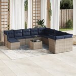 vidaXL Salon de jardin avec coussins 12 Pièces gris résine tressée