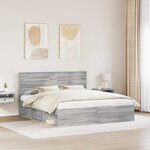 vidaXL Cadre de lit Gris Sonoma 200 x 200 cm Pin massif