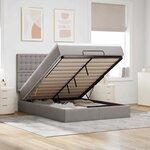 VidaXL Cadre de lit ottoman avec matelas taupe 140x200 cm tissu