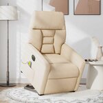 vidaXL Fauteuil inclinable de massage électrique beige microfibres