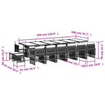 vidaXL Ensemble à manger de jardin 17 Pièces coussins noir résine tressée