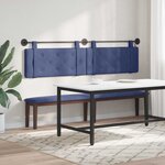 vidaXL Tête de lit suspendue Avec lumière LED Bleu police Velours