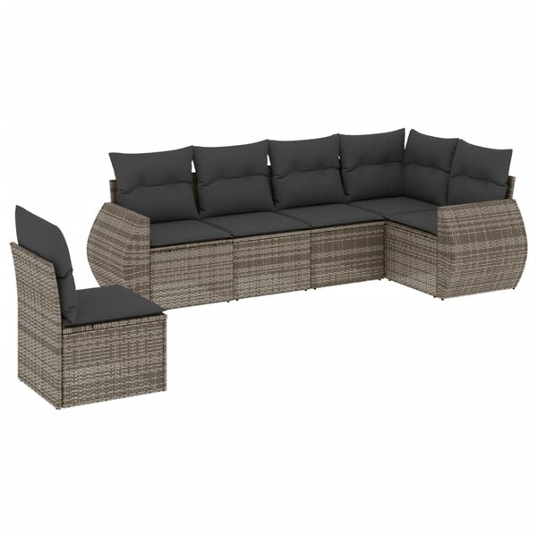 vidaXL Salon de jardin 6 Pièces avec coussins gris résine tressée