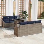vidaXL Ensemble de canapé de jardin 7 Pièces Gris Poly rotin