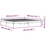 vidaXL Cadre de lit chêne fumé 200x200 cm bois d'ingénierie et métal