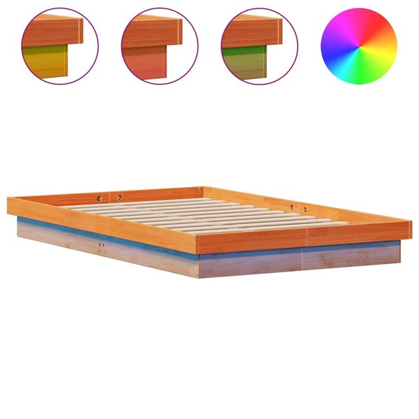 vidaXL Cadre de lit à LED sans matelas 140x190 cm bois massif