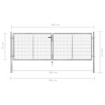 vidaXL Porte de jardin Acier galvanisé 306x125 cm Argenté