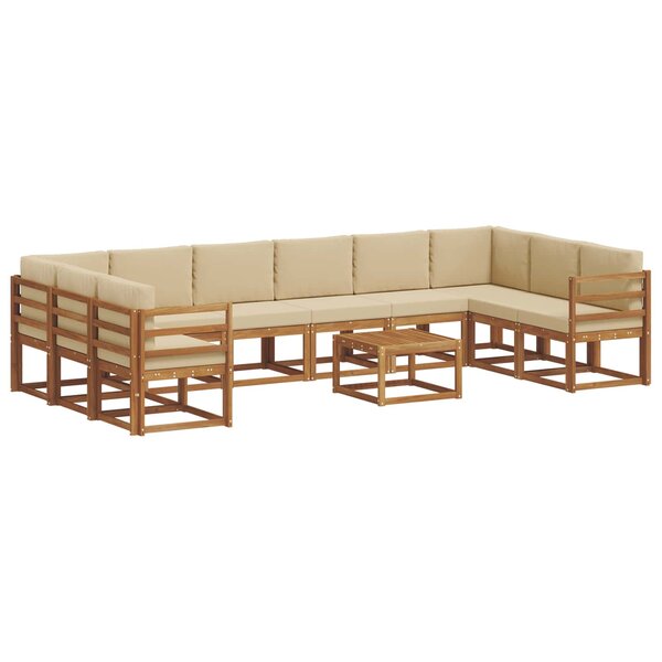 vidaXL Ensemble de canapés d'extérieur 11 pc Naturel et Beige