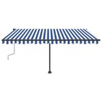 vidaXL Auvent manuel rétractable sur pied 400x300 cm Bleu et blanc