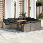 vidaXL Ensemble de canapés de jardin 11 Pièces et coussins rotin acacia