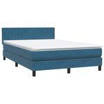 vidaXL Sommier à lattes de lit et matelas et LED bleu foncé 140x210cm velours