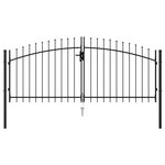 vidaXL Portillon double porte avec dessus à pointe Acier 3x1 25 m Noir