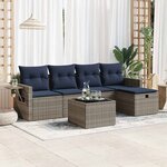vidaXL Salon de jardin 6 Pièces avec coussins gris résine tressée