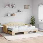 vidaXL Lit de jour avec gigogne sans matelas crème 80x200 cm
