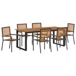 Ensemble salle à manger jardin 7 pièces vidaXL Noir poly rotin acacia