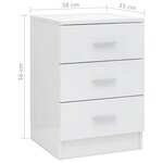 vidaXL Table de chevet Blanc brillant 38x35x56 cm Bois d'ingénierie