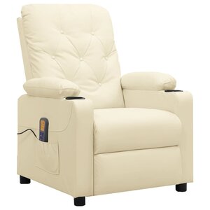 vidaXL Fauteuil de massage Crème Similicuir