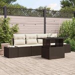 vidaXL Ensemble de canapé de jardin avec coussin 5 Pièces Marron et crème