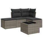 vidaXL Salon de jardin 5 Pièces avec coussins gris résine tressée