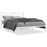 vidaXL Cadre de lit métal avec tête de lit blanc 140x200 cm