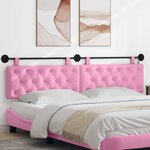 vidaXL Tête de lit suspendue Avec lumière LED Rose Tissu