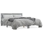 vidaXL Cadre de lit sonoma gris 160x200 cm bois d'ingénierie et métal