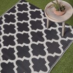 Tapis extérieur terrasse réversible - Tapis de jardin imperméable et résistant UV - Nola - Noir- 150x240 cm - HOMESCAPES