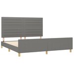 vidaXL Cadre de lit avec tête de lit Gris foncé 180 x 200 cm Tissu