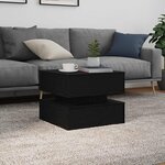 vidaXL Table basse avec lumières LED chêne noir 50x50x40 cm