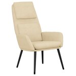 vidaXL Chaise de relaxation avec tabouret Crème Tissu