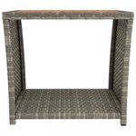 vidaXL Table à thé et dessus en bois Gris Résine tressée Acacia massif