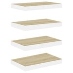 vidaXL Étagères flottantes 4 Pièces chêne et blanc 50x23x3 8 cm MDF