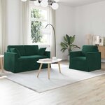 vidaXL Canapé 2 Pièces Vert foncé 138 x 78 x 80 cm Velours