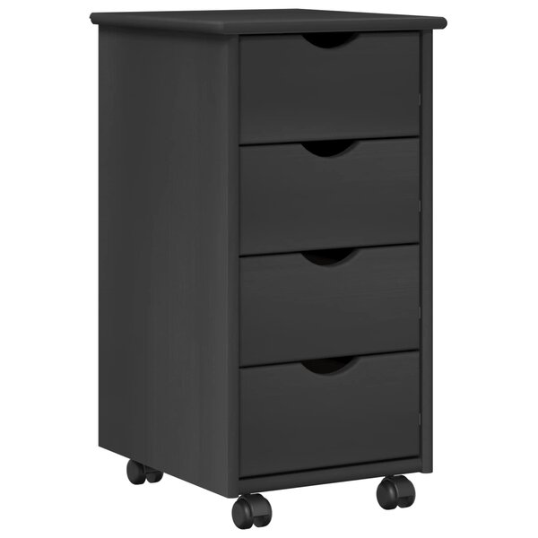 vidaXL Cabinet roulant 34 x 39 x 65 5 cm Bois de Pin Massif Gris