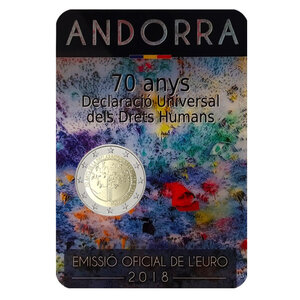 2 euros commémorative Andorre 2018 BU - Droits de l'homme.