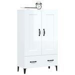 vidaXL Buffet Blanc brillant 70x31x115 cm Bois d'ingénierie