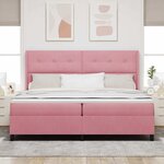 vidaXL Lit à ressorts avec matelas avec LED Rose 200 x 200 cm Velours