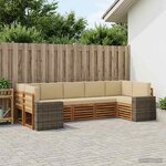 vidaXL Ensemble de canapés d'extérieur 7 pc Naturel et Beige Polyester