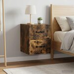 vidaXL Cabinet de chevet mural 2 pc Chêne fumé 34 5 x 33 x 40 cm